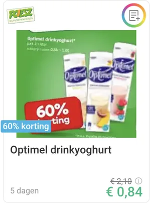 Optimel drinkyoghurt 1 liter bij Poiesz voor 0,84 euro
