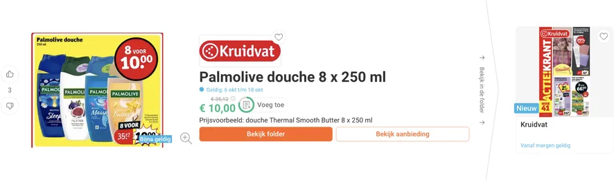 Palmolive douche 8 x 250 ml aanbieding bij Kruidvat, 8 voor 10 euro