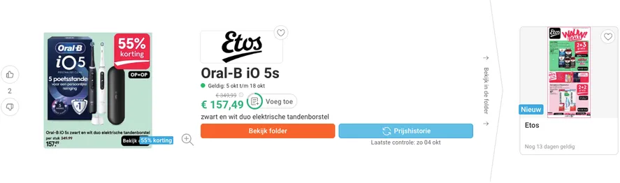 Oral-B iO 5s aanbieding bij Etos voor 157,49 euro