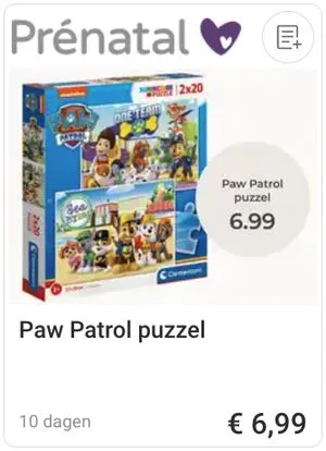 PAW Patrol puzzel aanbieding bij Prénatal