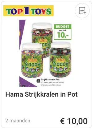 Hama strijkkralen in pot aanbieding bij Top1Toys