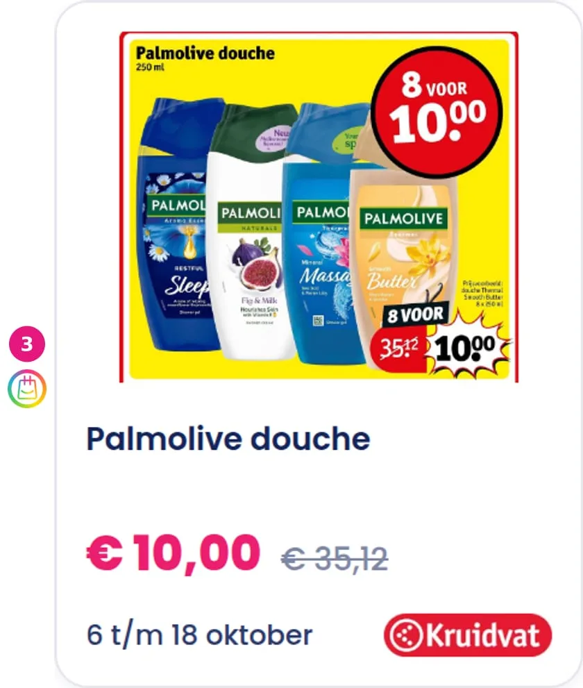 3. Palmolive douche aanbieding bij Kruidvat