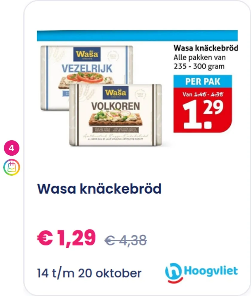 4. Wasa knäckebröd aanbieding bij Hoogvliet