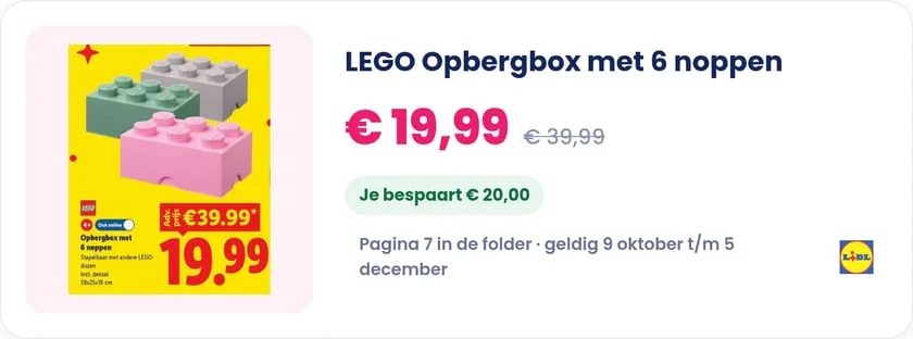 LEGO Opbergbox met 6 noppen bij Lidl, geldig 9 oktober t/m 5 december