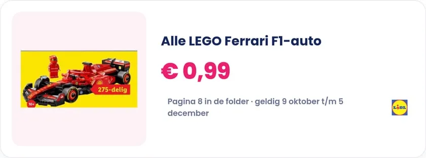 Alle LEGO Ferrari F1-auto bij Lidl, geldig 9 oktober t/m 5 december
