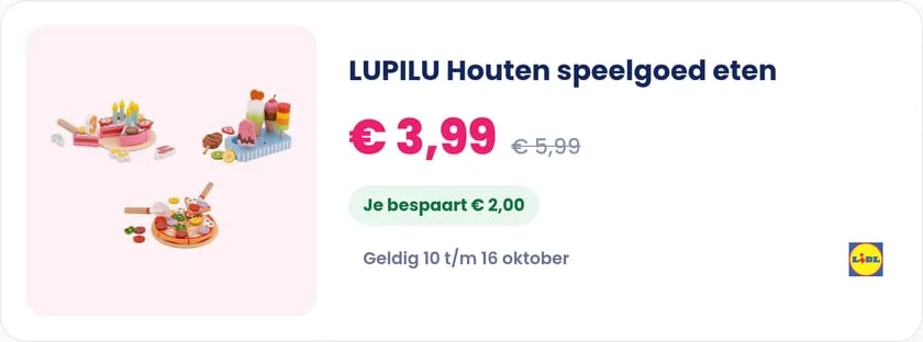 LUPILU Houten speelgoed eten bij Lidl, geldig 10 t/m 16 oktober