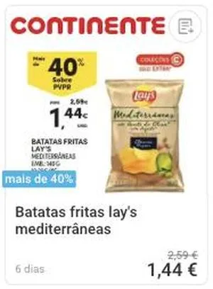 Batatas fritas Lay's mediterrâneas em promoção no Continente