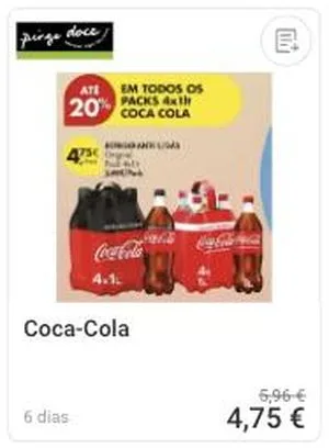 Coca-Cola em promoção no Pingo Doce