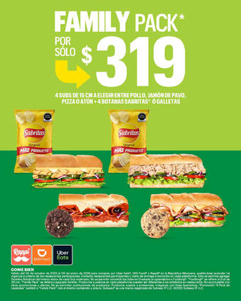 Catálogo Subway (válido hasta 12-01)