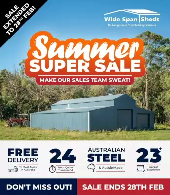 Wide Span Sheds catalogue (valid until 28-02)