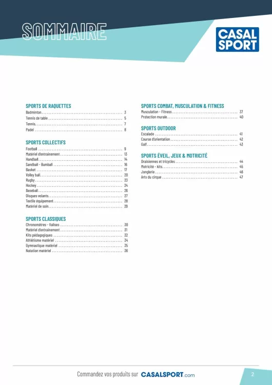 Catalogue Casal Sport (valable jusqu'au 31-12)