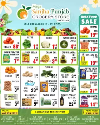 Mega Sanjha Punjab Grocery Store flyer (valid until 18-06)