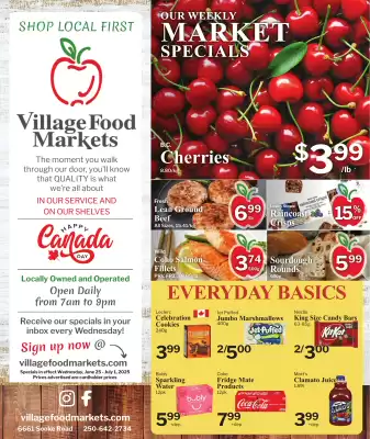 Village Food Markets flyer (valid until 1-07)