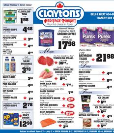 Claytons Heritage Market flyer week 26 Page 1