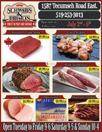 Schwab's & Primo's flyer week 27 Page 1