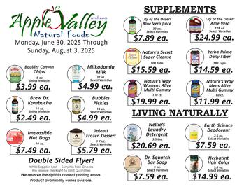 Apple Valley Natural Foods Weekly Ad Page 1