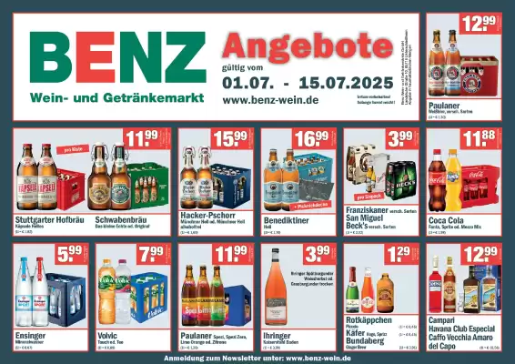 Benz Getränke Prospekt (gültig bis 15-07)