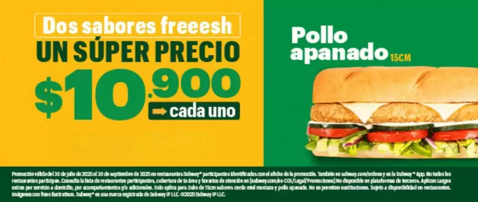 Catálogo Subway (válido hasta 30-09)