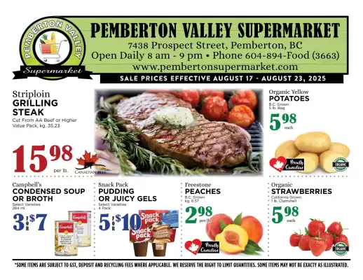 Pemberton Valley Supermarket flyer (valid until 21-08)