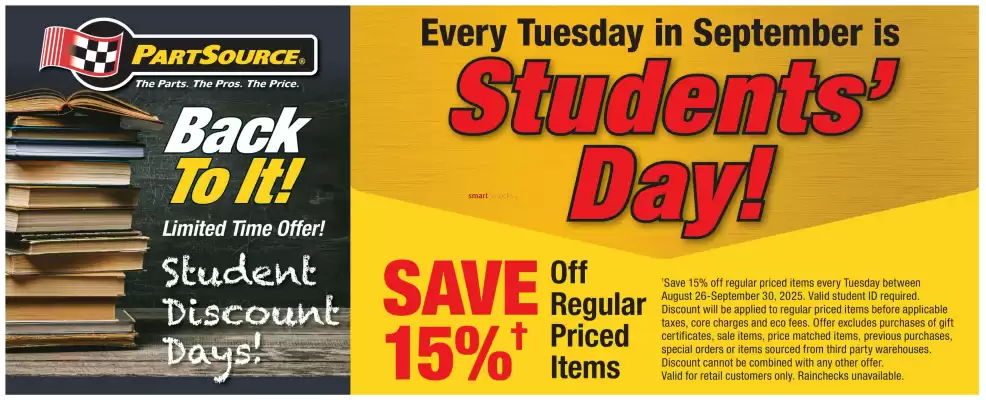 PartSource flyer (valid until 27-08)