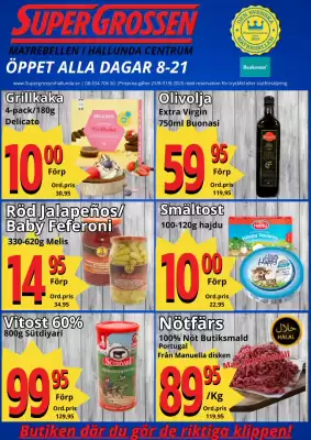 Supergrossen reklamblad (giltig till och med 31-08)