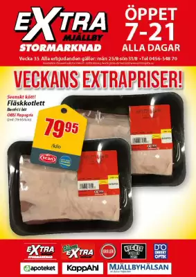 Extra Mjällby Stormarknad reklamblad (giltig till och med 31-08)