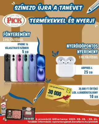 Pick-Lidl Nyereményjáték 2025.09.24 akciós újság (érvényes eddig: 24-09)