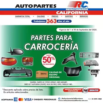 catálogo Refaccionaria California (válido hasta 30-09)