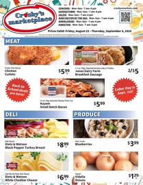 Crosby's Marketplace weekly ad week 36 Page 1