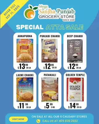 Mega Sanjha Punjab Grocery Store flyer (valid until 18-09)