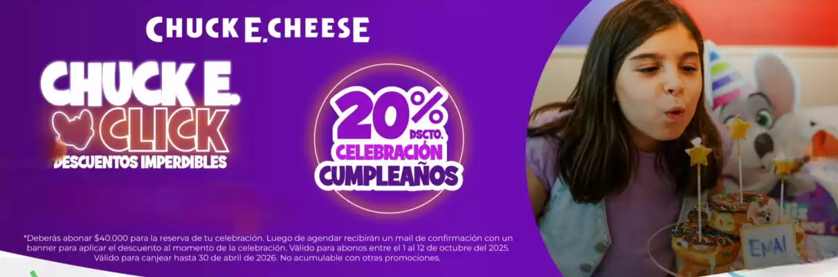Catálogo Chuck E. Cheese´s (válido hasta 30-04)