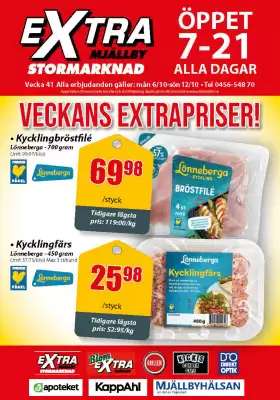 Extra Mjällby Stormarknad reklamblad (giltig till och med 11-10)