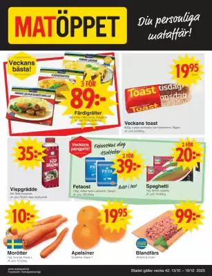 Matöppet reklamblad (giltig till och med 19-10)