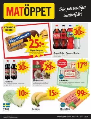 Matöppet reklamblad (giltig till och med 2-11)