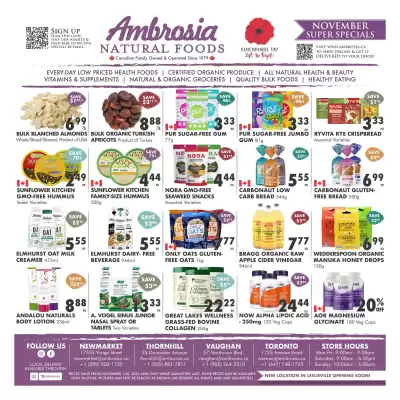 Ambrosia Natural Foods flyer (valid until 30-11)