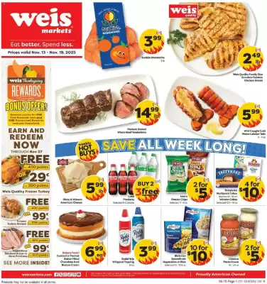Weis Markets weekly ad (valid until 19-11)