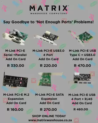 Matrix Warehouse catalogue (valid until 1-12)