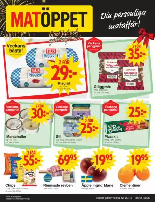 Matöppet reklamblad (giltig till och med 1-01)