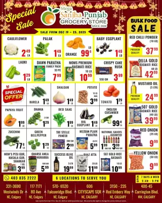 Mega Sanjha Punjab Grocery Store flyer (valid until 1-01)