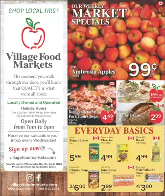 Village Food Markets flyer (valid until 6-01)