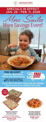 Monastery Bakery flyer (valid until 11-02)