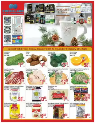 FreshLand Supermarket flyer (valid until 5-02)