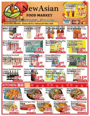 New Asian Food Market flyer (valid until 5-02)
