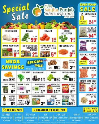 Mega Sanjha Punjab Grocery Store flyer (valid until 19-02)