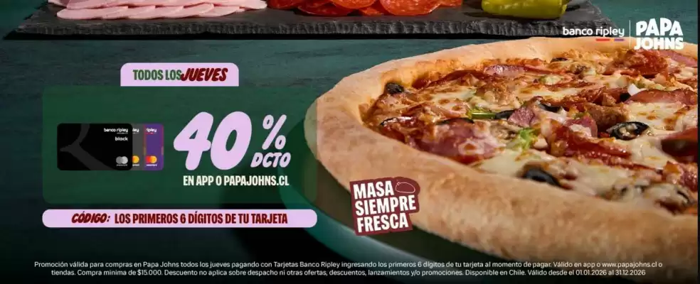 Catálogo Papa John's (válido hasta 31-12)