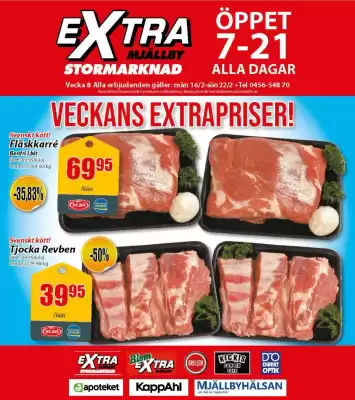 Extra Mjällby Stormarknad reklamblad (giltig till och med 22-02)