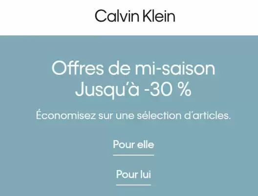 Calvin Klein (valable jusqu'au 30-04)