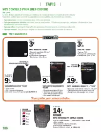 Catalogue E.Leclerc L'Auto page 106: TAPIS MOQUETTE “TECH9” €3,00, TAPIS PVC 'TECH9' €3,99