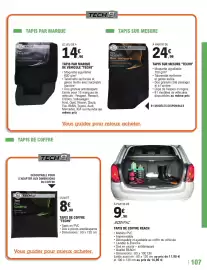 Catalogue E.Leclerc L'Auto page 107: TAPIS PAR MARQUE DE VÉHICULE 'TECH9' €14,90, TAPIS DE COFFRE TECH9 €8,90
