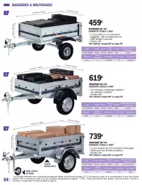 Catalogue E.Leclerc L'Auto page 94: REMORQUE RA 130 €459,00, REMORQUE RB 150 €739,00